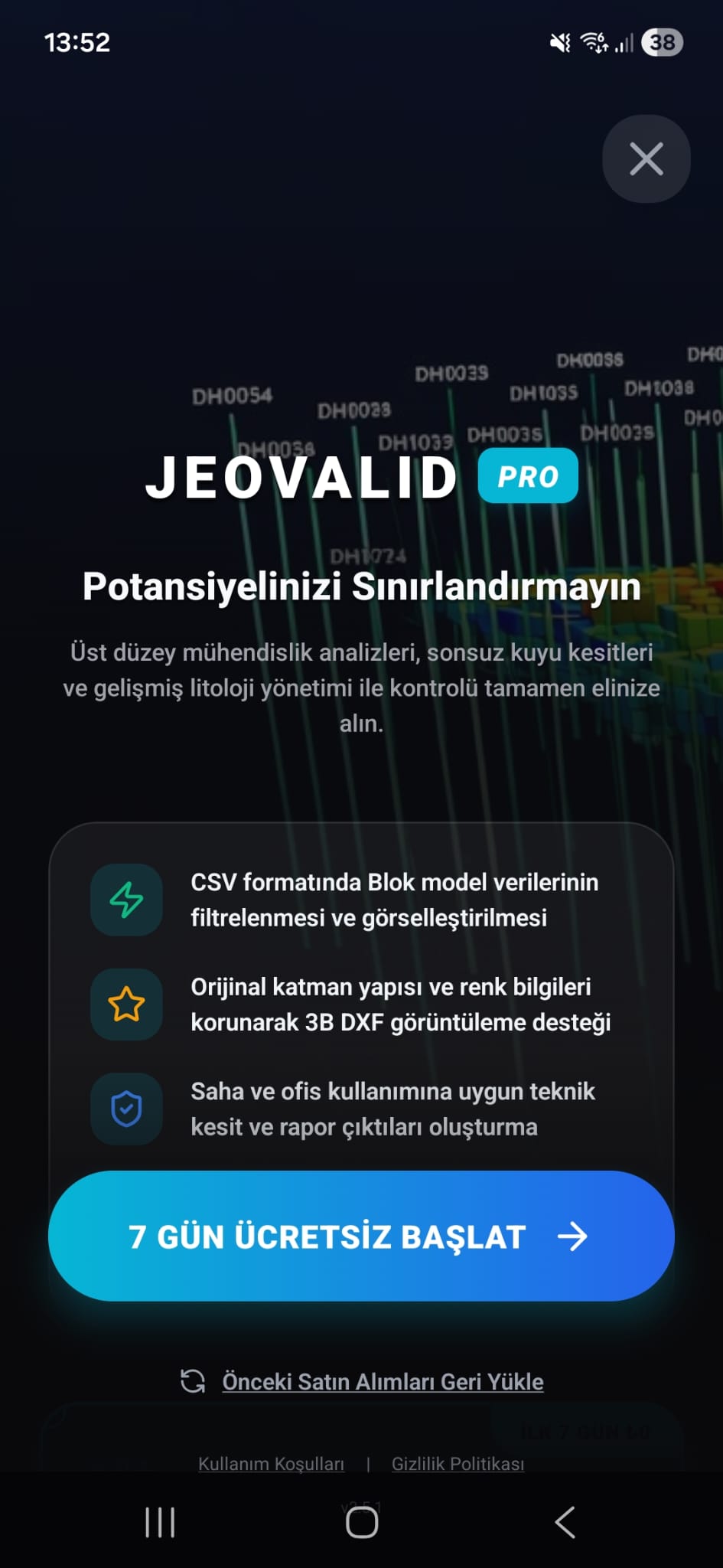 JeoValid uygulaması ekranı